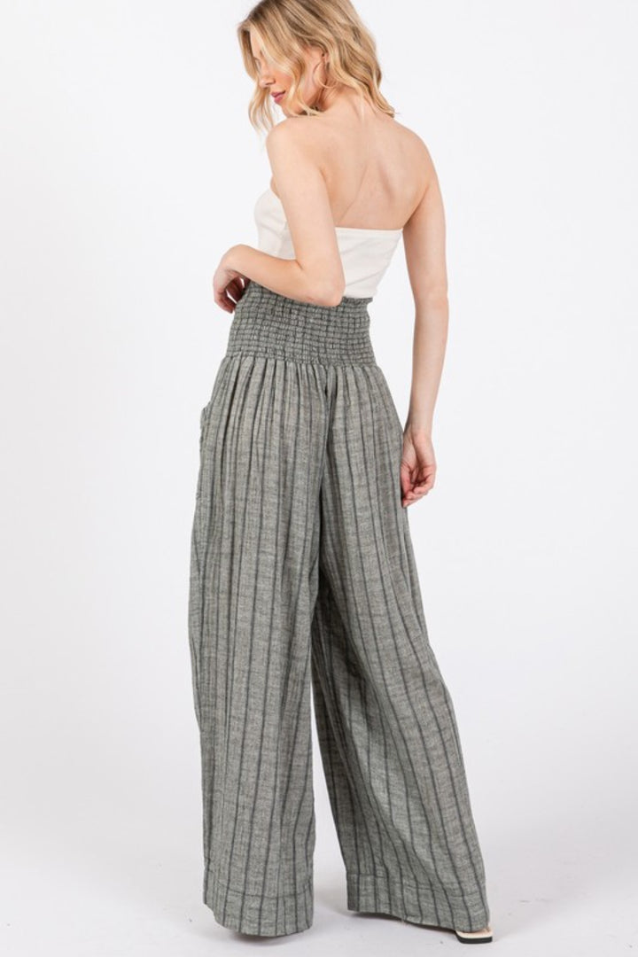 Cotton Gauze Wash Stripe Pants