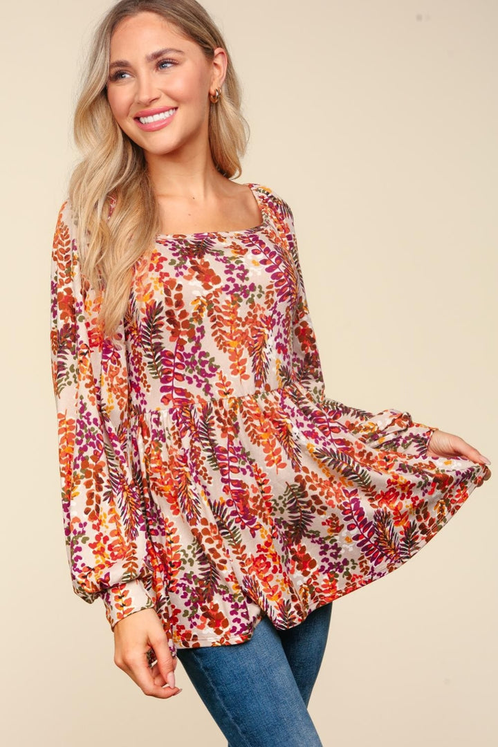 Floral Square Neck Blouse