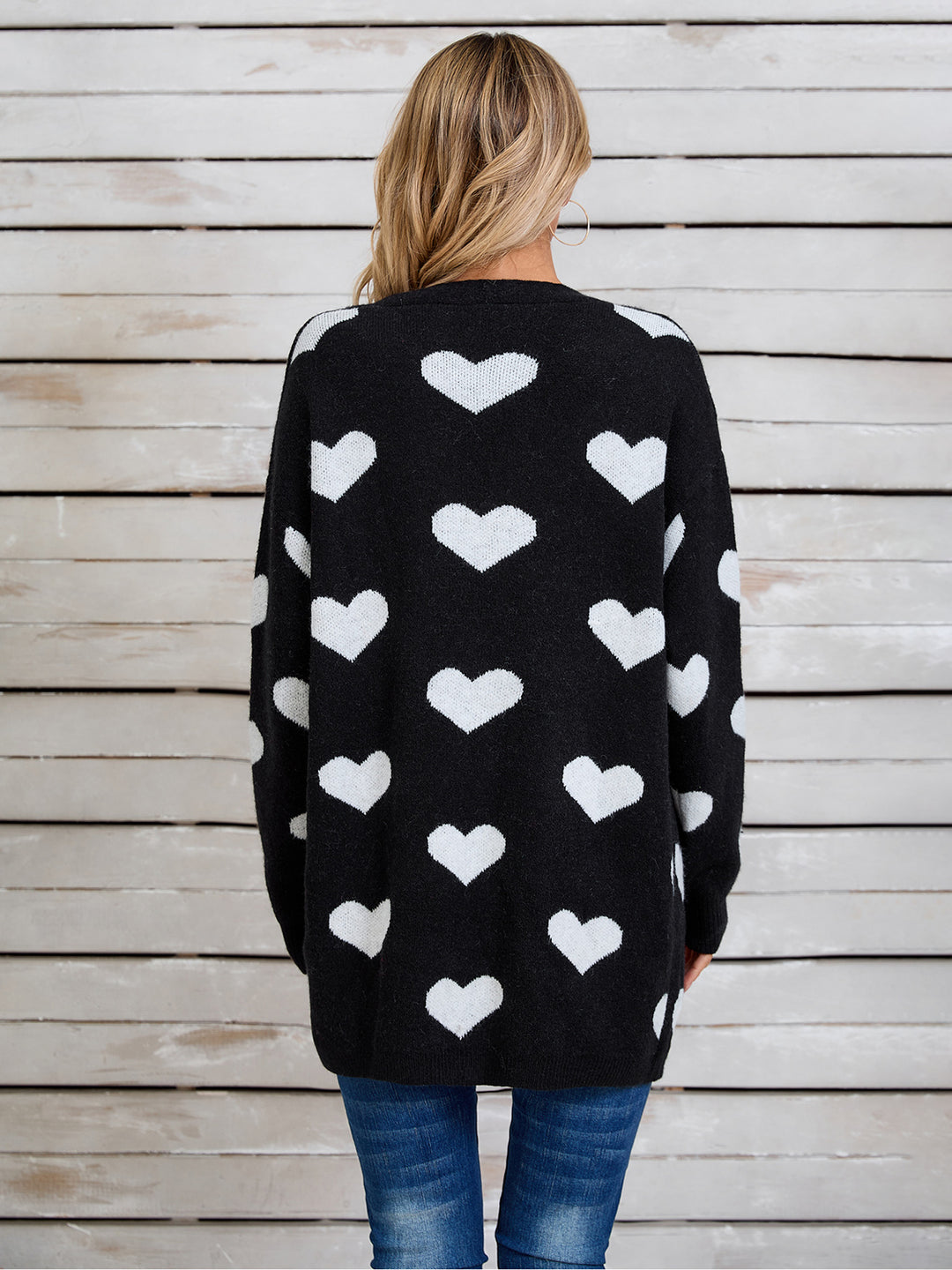 Angel Wings Heart Open Front Long Sleeve Cardigan