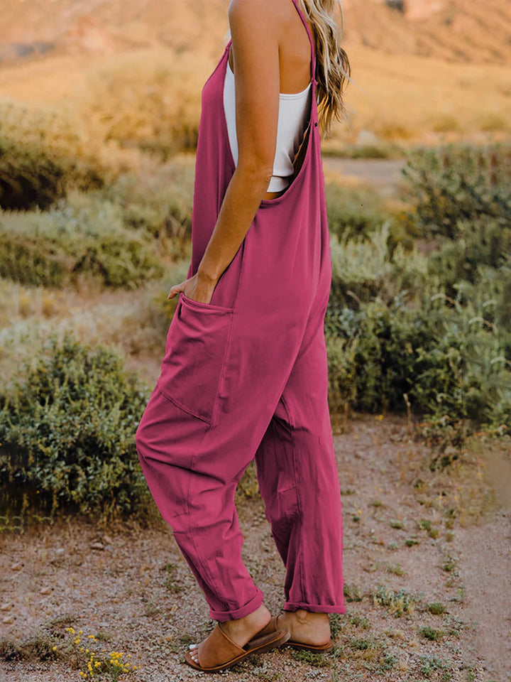 Sleeveless V-Neck Pocketed Jumpsuit