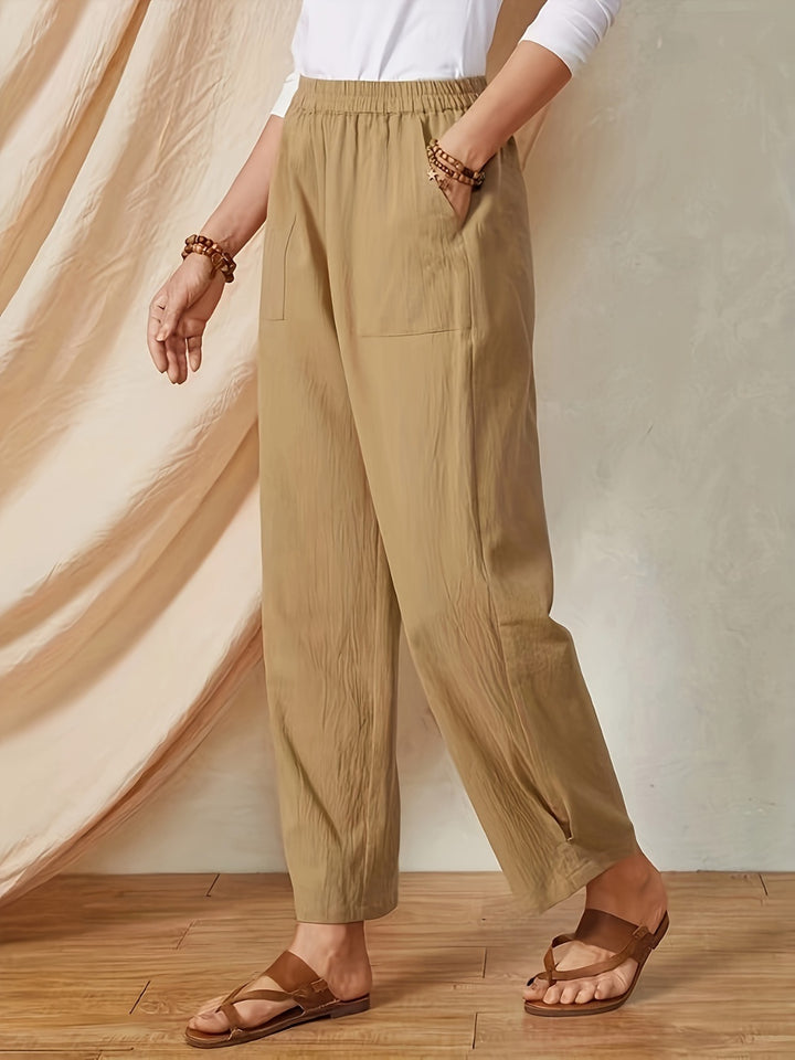 Elastic Waist Pants with Pockets