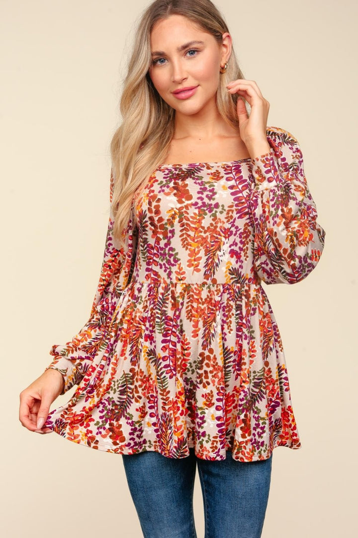 Floral Square Neck Blouse