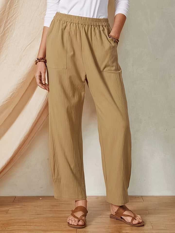 Elastic Waist Pants with Pockets