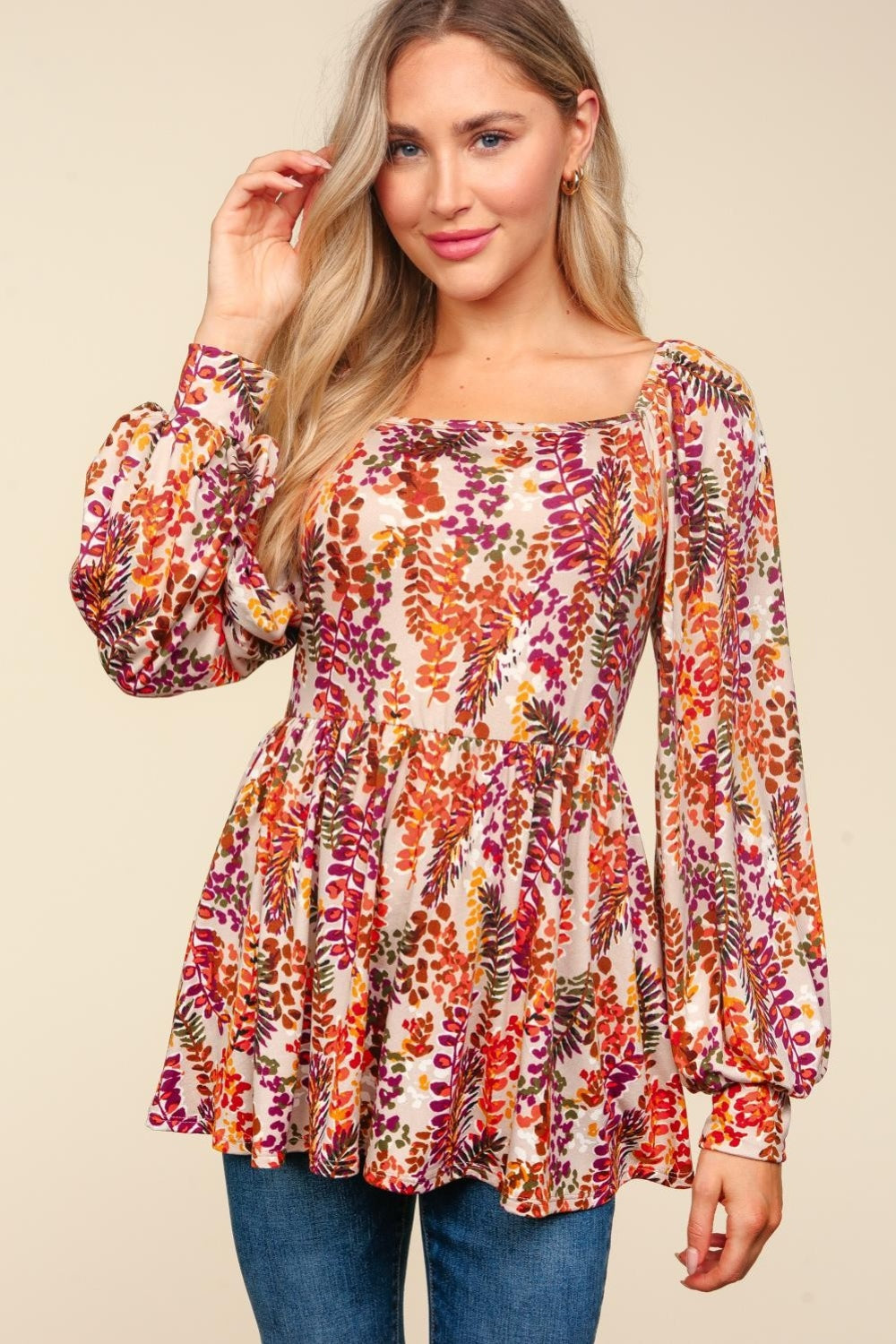 Floral Square Neck Blouse