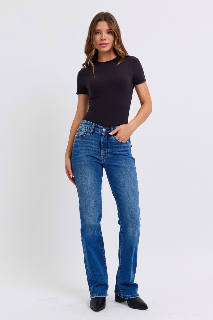 Judy Blue Full Size Run Mid-Rise Bootcut Jeans with Thermal Lining