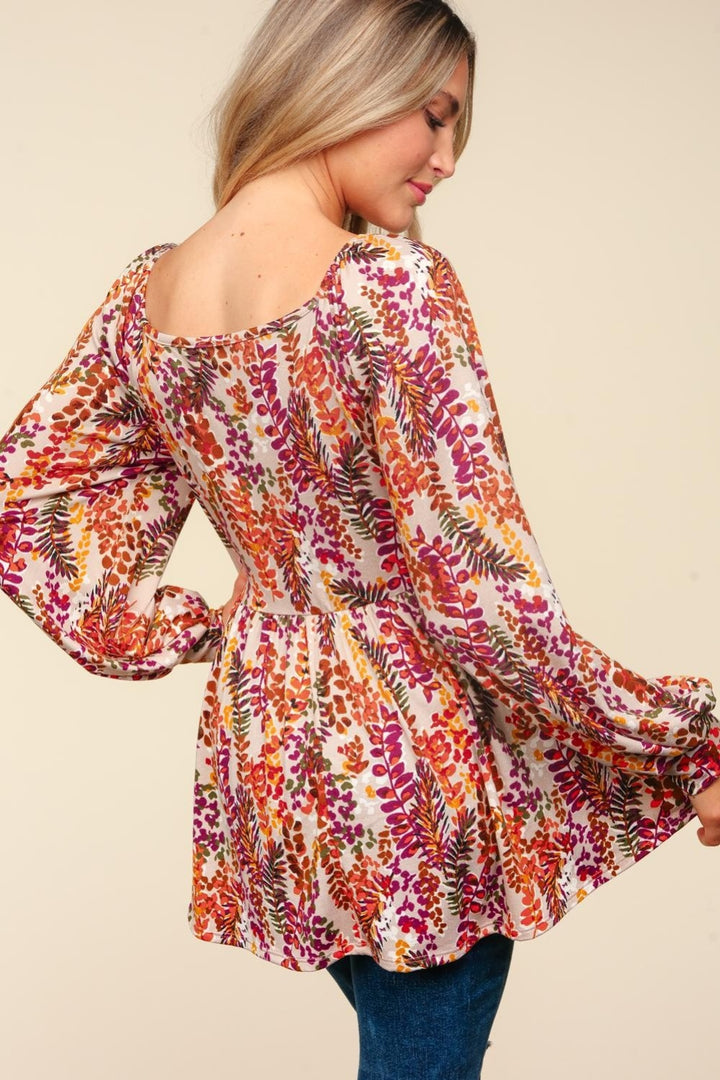 Floral Square Neck Blouse